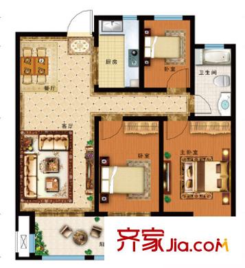 南湖天久云門(mén)戶(hù)型圖3室2廳 戶(hù)型圖 3室2廳1衛(wèi)1廚