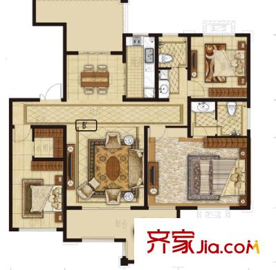 南湖天久云門(mén)戶(hù)型圖3室2廳 戶(hù)型圖 3室2廳2衛(wèi)1廚