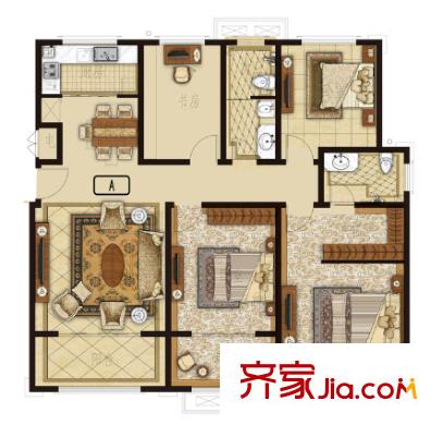南湖天久云門(mén)戶(hù)型圖4室2廳 戶(hù)型圖 4室2廳2衛(wèi)1廚