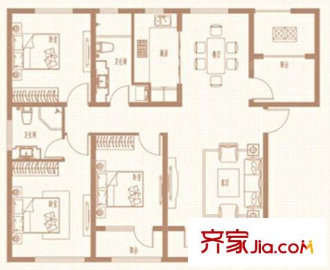 南湖新大地家園安康苑戶型圖3室2廳 戶型圖 3室3廳3衛(wèi)1廚
