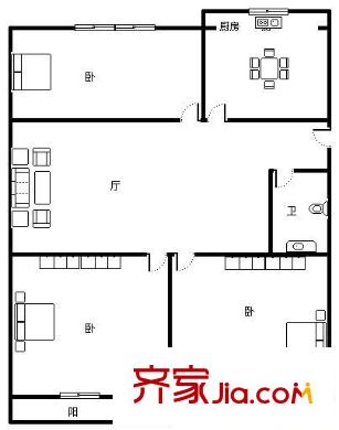連福新村 3室 戶型圖