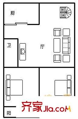 康城一期 2室 戶型圖