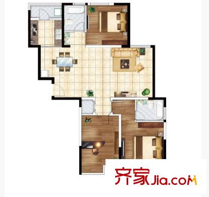 東龍世紀(jì)花園二期戶型圖3室2廳 3室2廳