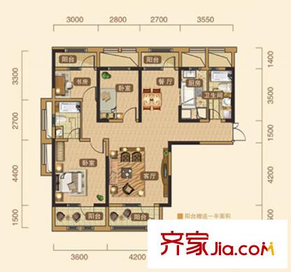 白土塘戶型圖3室2廳 戶型圖 3室2廳