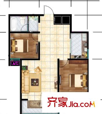 新安花園戶(hù)型圖2室2廳 2室2廳
