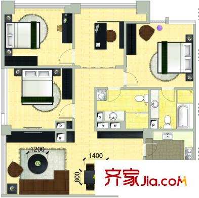 舒苑大廈戶型圖4室2廳 戶型圖 4室2廳