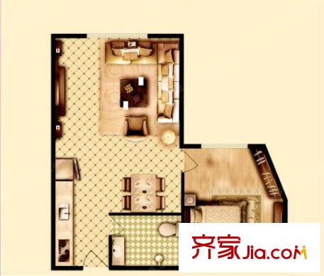 水木清華二期戶型圖1室1廳 戶型圖 1室1廳