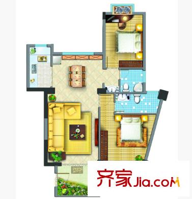 金色雅園四期戶型圖2室2廳 戶型圖 2室2廳2衛(wèi)1廚