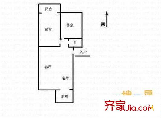 水產(chǎn)設計院宿舍 2室 戶型圖