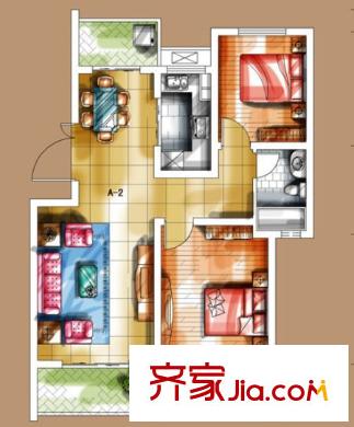 祥和家園戶型圖2室2廳 戶型圖 2室2廳