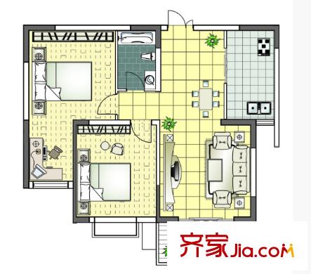 萬松園雪松路小區(qū)戶型圖2室2廳 戶型圖 2室2廳