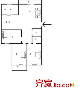 富華家園 3室 戶型圖