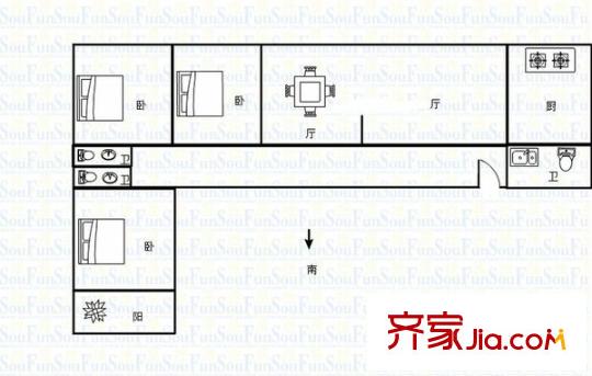 福美苑 3室 戶型圖