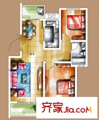 萬松園雪松路小區(qū)戶型圖2室2廳 戶型圖 2室2廳
