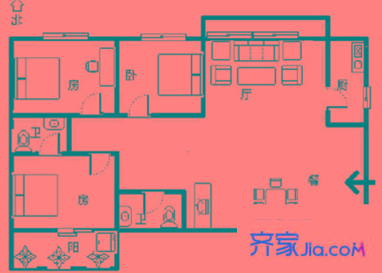 晨光江景 2室 戶型圖