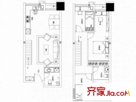南國大武漢SOHO戶型圖3室2廳 戶型圖 3室2廳2衛(wèi)1廚