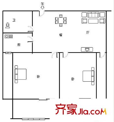 尚賓公寓 2室 戶型圖