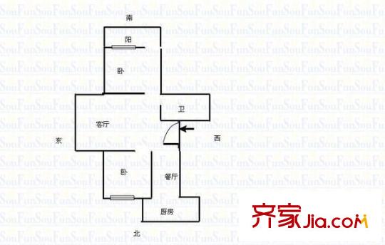 汽車城宿舍 2室 戶型圖