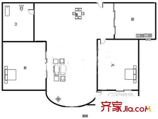 汽車城宿舍 2室戶型圖
