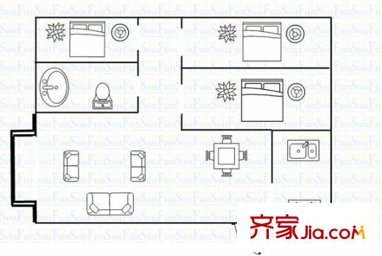 南臺新苑紫荊園 3室 戶型圖