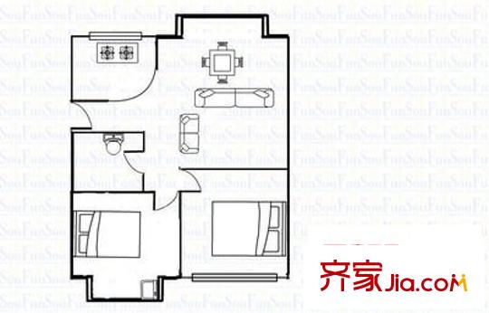 隆盛小區(qū) 2室 戶型圖