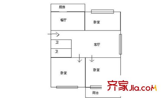 隆盛小區(qū) 3室 戶型圖
