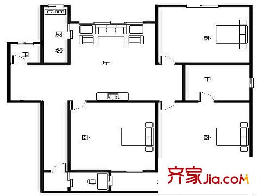 金泉公寓 3室 戶型圖