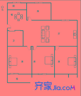 金輝新村 4室 戶型圖