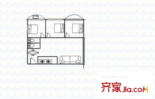 鴻達(dá)大廈 3室 戶型圖