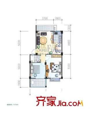 東方水都 5室 戶型圖