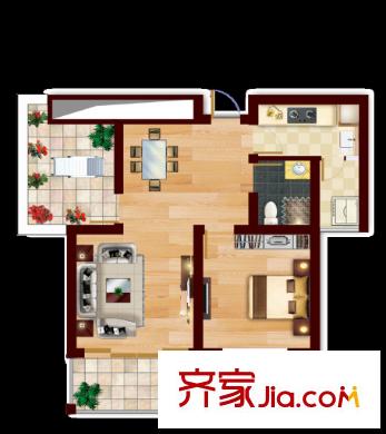 名雅居戶型圖1室2廳 1室2廳