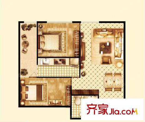 津津花園戶型圖2室2廳 戶型圖 2室2廳