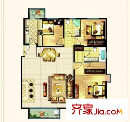 漢口城市之光戶型圖3室2廳 3室2廳