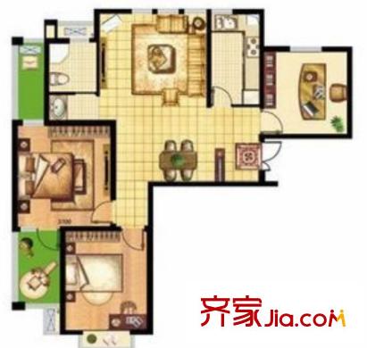 袁家墩小區(qū)戶型圖3室2廳 戶型圖 3室2廳1衛(wèi)1廚