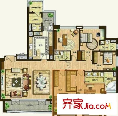 武漢天地御江苑三期 4室 戶型圖