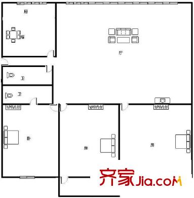 藝術(shù)家園 3室 戶型圖