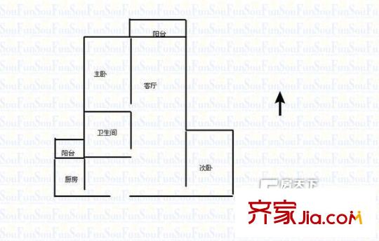 秦水名邸 2室 戶型圖