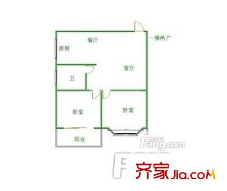 五鳳小區(qū) 2室 戶型圖