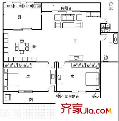 空港公寓 2室 戶型圖