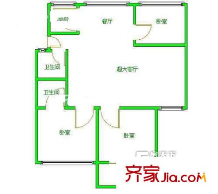 建華溫泉公寓二期戶型圖建華二期 3室 戶型圖 3室2廳2衛(wèi)1廚