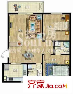 匯東匯豐家園戶型圖2室2廳1衛(wèi)1廚