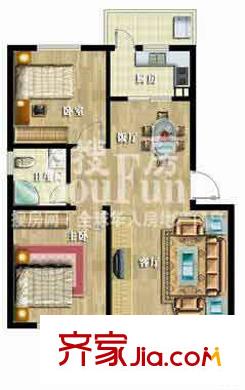 匯東匯豐家園戶型圖2室2廳2衛(wèi)1廚