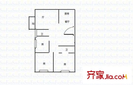 花開富貴 3室 戶型圖