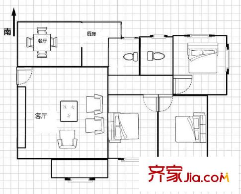 花開富貴 3室 戶型圖