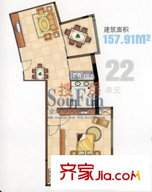 華林星座戶型圖3室2廳1衛(wèi)1廚