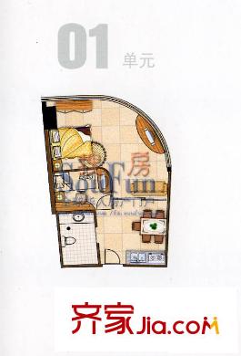 華林星座戶型圖1室1廳1衛(wèi)1廚