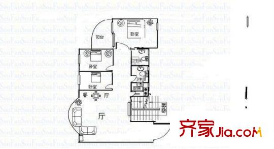 福明苑 3室 戶型圖