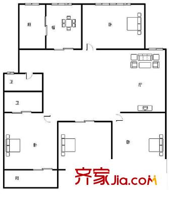 福霞小區(qū) 4室 戶型圖