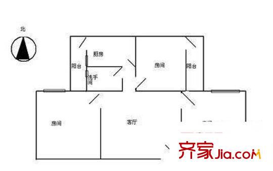 天盛小區(qū) 2室 戶型圖