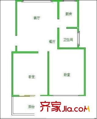 電業(yè)局宿舍 2室 戶型圖